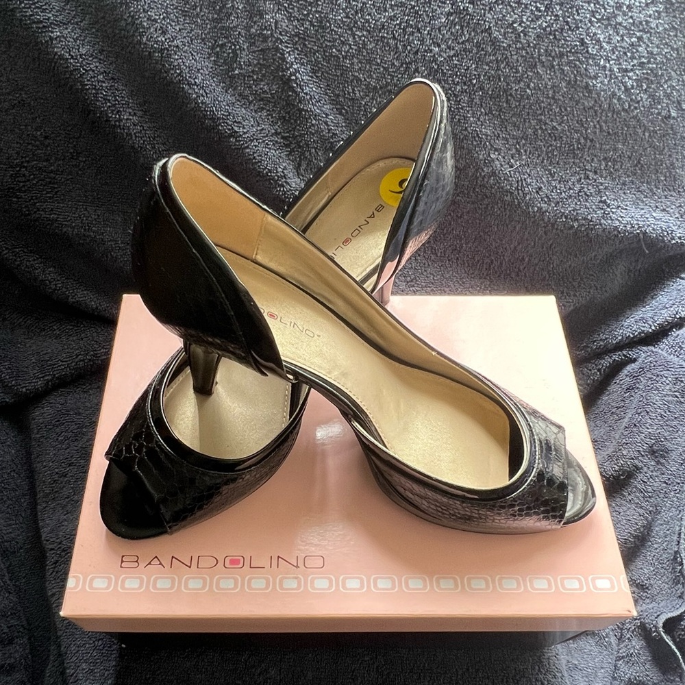 Bandolino Shoes | Bandolino Snakeskin Peep-Toe Heels